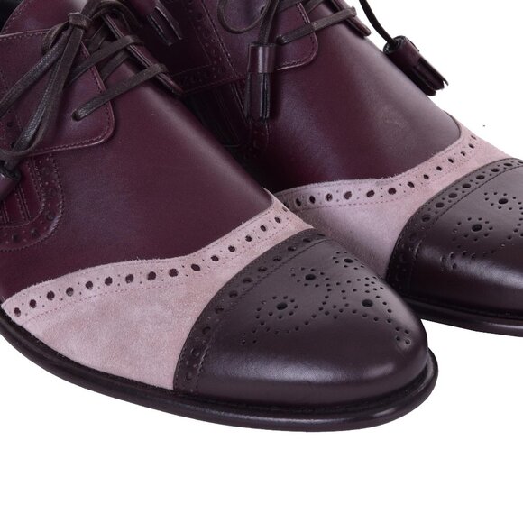 Dolce & Gabbana - Patchwork Suede and Leather Derby Shoes NAPOLI Brown Pink EUR - Picture 3 of 4